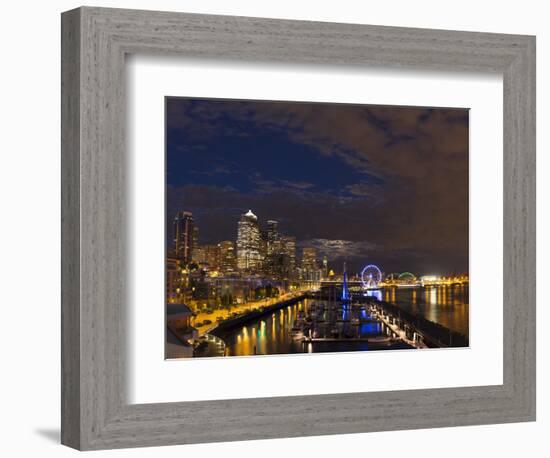 USA, Washington State, King County, Downtown Seattle, from Pier 61 overview.-Brent Bergherm-Framed Photographic Print