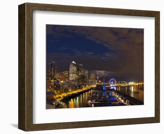 USA, Washington State, King County, Downtown Seattle, from Pier 61 overview.-Brent Bergherm-Framed Photographic Print