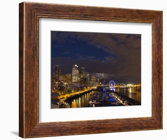 USA, Washington State, King County, Downtown Seattle, from Pier 61 overview.-Brent Bergherm-Framed Photographic Print