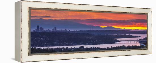 USA, Washington State. Lake Washington, Landscape over seattle at sunset-Merrill Images-Framed Premier Image Canvas