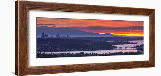 USA, Washington State. Lake Washington, Landscape over seattle at sunset-Merrill Images-Framed Photographic Print