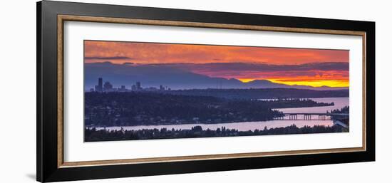 USA, Washington State. Lake Washington, Landscape over seattle at sunset-Merrill Images-Framed Photographic Print