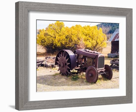 USA, Washington State, Molson, Okanogan County. Rusty old tractor in the historic ghost town.-Julie Eggers-Framed Photographic Print