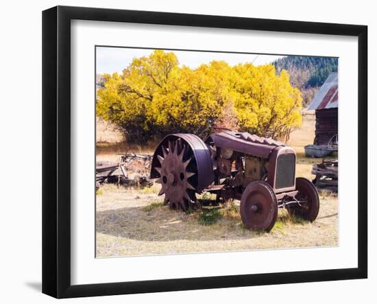 USA, Washington State, Molson, Okanogan County. Rusty old tractor in the historic ghost town.-Julie Eggers-Framed Photographic Print