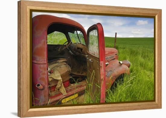 USA, Washington State, Old Colorful Field Truck in field-Terry Eggers-Framed Premier Image Canvas