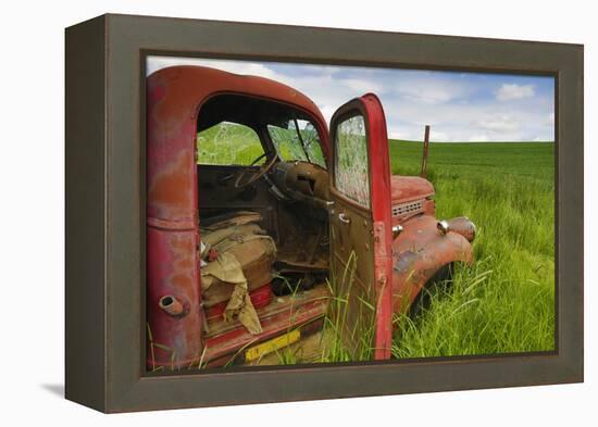 USA, Washington State, Old Colorful Field Truck in field-Terry Eggers-Framed Premier Image Canvas