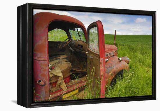 USA, Washington State, Old Colorful Field Truck in field-Terry Eggers-Framed Premier Image Canvas