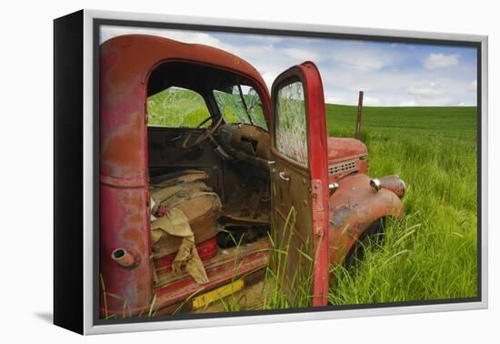 USA, Washington State, Old Colorful Field Truck in field-Terry Eggers-Framed Premier Image Canvas