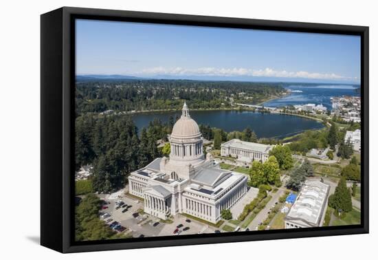 USA, Washington State, Olympia. State Capitol and Budd Bay Inlet.-Merrill Images-Framed Premier Image Canvas