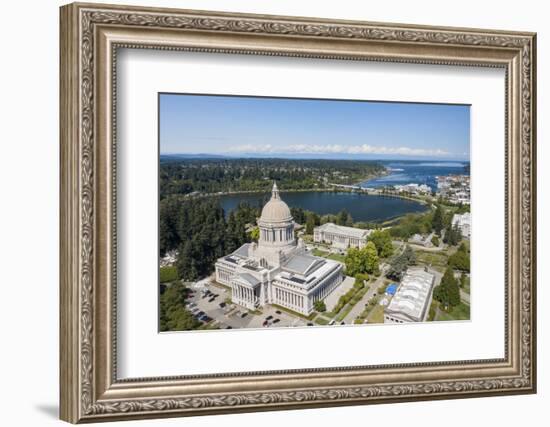 USA, Washington State, Olympia. State Capitol and Budd Bay Inlet.-Merrill Images-Framed Photographic Print