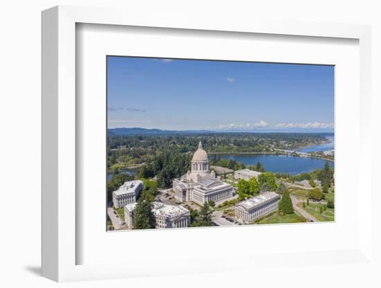 USA, Washington State, Olympia. State Capitol and Budd Bay Inlet.-Merrill Images-Framed Photographic Print