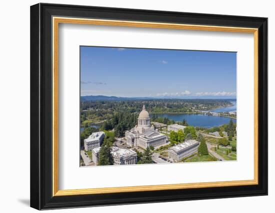 USA, Washington State, Olympia. State Capitol and Budd Bay Inlet.-Merrill Images-Framed Photographic Print