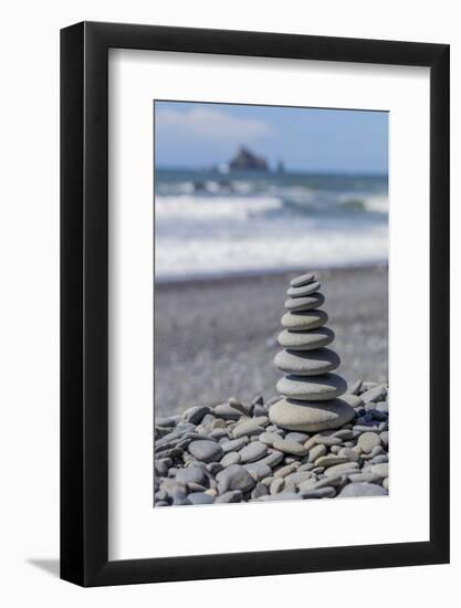 USA, Washington State, Olympic National Park. Stacked beach rocks.-Jaynes Gallery-Framed Photographic Print