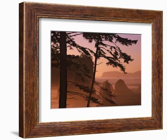 USA, Washington State, Olympic National Park. Sunset at Ruby Beach.-Jaynes Gallery-Framed Photographic Print