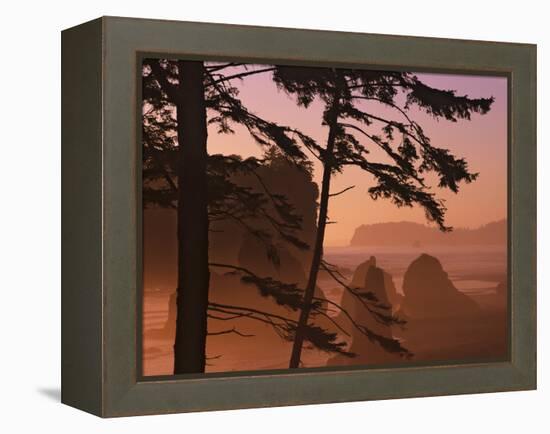 USA, Washington State, Olympic National Park. Sunset at Ruby Beach.-Jaynes Gallery-Framed Premier Image Canvas