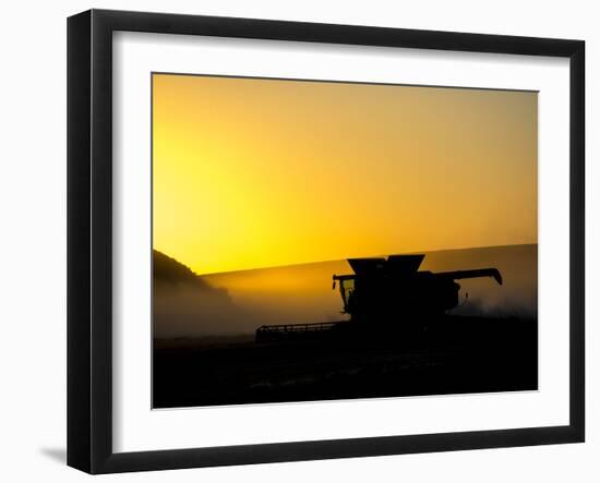 USA, Washington State, Palouse. Combine harvesting at sunset-Terry Eggers-Framed Photographic Print