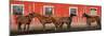 USA, Washington State, Palouse. Panoramic of horses next to red barn.-Jaynes Gallery-Mounted Photographic Print