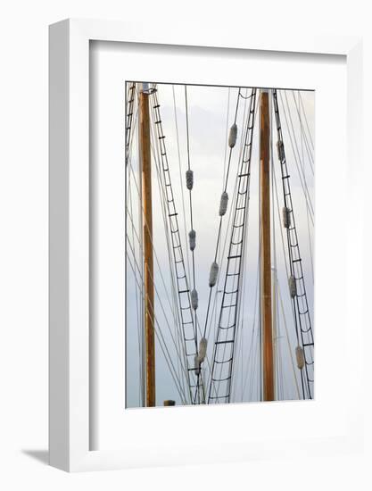 USA, Washington State, Port Townsend. Rigging on a Wooden Schooner-Kevin Oke-Framed Photographic Print