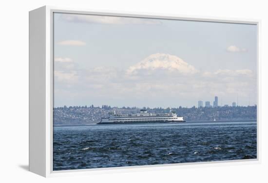 USA, Washington State, Puget Sound. Edmonds/Kingston ferry, Mt. Rainier above cloud layer-Trish Drury-Framed Premier Image Canvas
