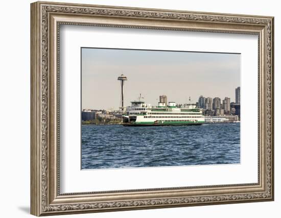 USA, Washington State, Puget Sound. Washington State ferry in Elliott Bay.-Trish Drury-Framed Photographic Print