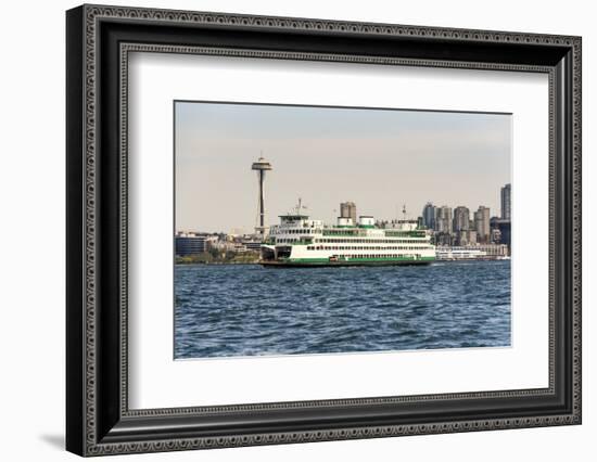 USA, Washington State, Puget Sound. Washington State ferry in Elliott Bay.-Trish Drury-Framed Photographic Print