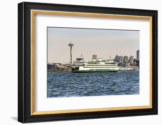 USA, Washington State, Puget Sound. Washington State ferry in Elliott Bay.-Trish Drury-Framed Photographic Print