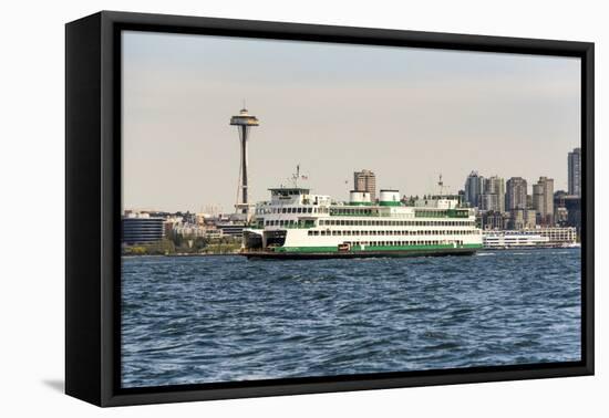 USA, Washington State, Puget Sound. Washington State ferry in Elliott Bay.-Trish Drury-Framed Premier Image Canvas