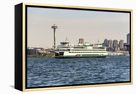 USA, Washington State, Puget Sound. Washington State ferry in Elliott Bay.-Trish Drury-Framed Premier Image Canvas