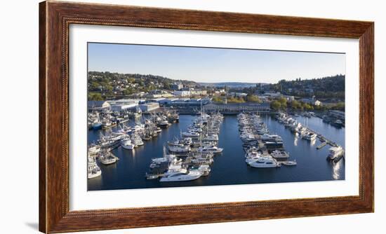 USA, Washington State, Seattle. Boats docked in marina at Fishermen's Terminal on Lake Union-Merrill Images-Framed Photographic Print