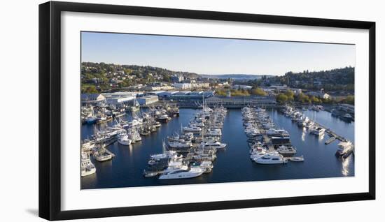 USA, Washington State, Seattle. Boats docked in marina at Fishermen's Terminal on Lake Union-Merrill Images-Framed Photographic Print