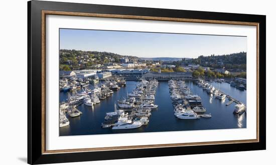 USA, Washington State, Seattle. Boats docked in marina at Fishermen's Terminal on Lake Union-Merrill Images-Framed Photographic Print