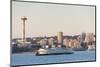 USA, Washington State, Seattle. Elliott Bay waterfront. Bainbridge ferry approaches in front of Spa-Trish Drury-Mounted Photographic Print