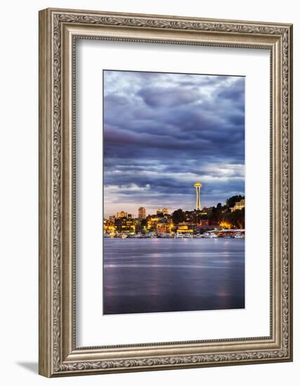 USA, Washington State, Seattle, Evening light with the Space Needle-Terry Eggers-Framed Photographic Print