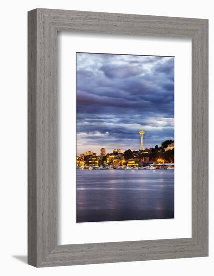 USA, Washington State, Seattle, Evening light with the Space Needle-Terry Eggers-Framed Photographic Print