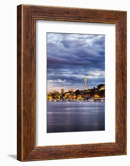 USA, Washington State, Seattle, Evening light with the Space Needle-Terry Eggers-Framed Photographic Print