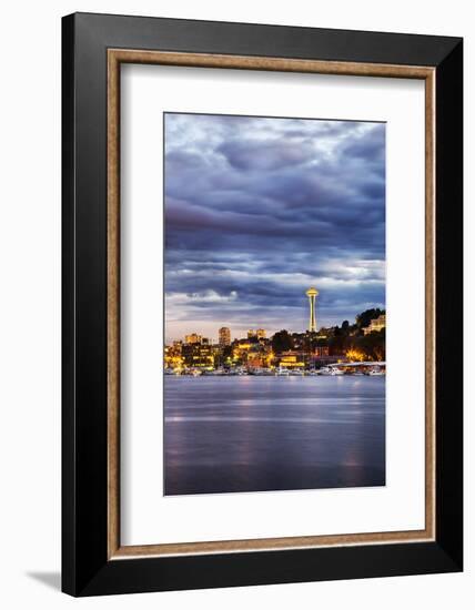 USA, Washington State, Seattle, Evening light with the Space Needle-Terry Eggers-Framed Photographic Print