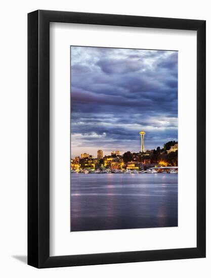 USA, Washington State, Seattle, Evening light with the Space Needle-Terry Eggers-Framed Photographic Print