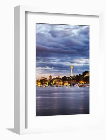 USA, Washington State, Seattle, Evening light with the Space Needle-Terry Eggers-Framed Photographic Print