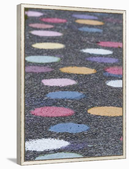 USA, Washington State, Seattle. Multi-colored dots painted on a street.-Merrill Images-Framed Premier Image Canvas