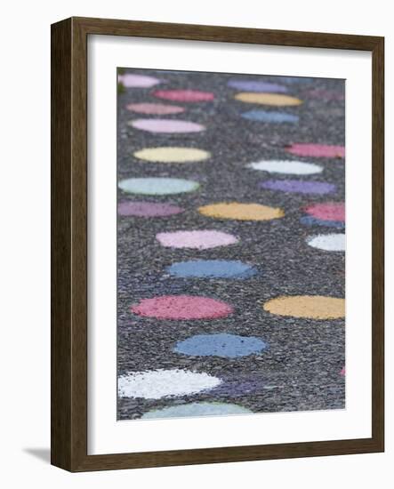 USA, Washington State, Seattle. Multi-colored dots painted on a street.-Merrill Images-Framed Photographic Print