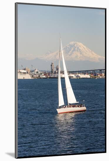 USA, Washington State, Seattle. Puget Sound, Mount Rainier and Port of Seattle.-Trish Drury-Mounted Photographic Print