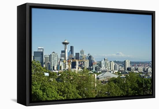 Usa, Washington State, Seattle. Queen Anne, Downtown view from Kerry Park, Mount Saint Helens in th-Michele Molinari-Framed Premier Image Canvas