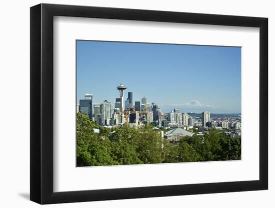 Usa, Washington State, Seattle. Queen Anne, Downtown view from Kerry Park, Mount Saint Helens in th-Michele Molinari-Framed Photographic Print