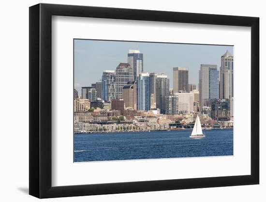 USA, Washington State, Seattle. Sailboat in Elliott Bay-Trish Drury-Framed Photographic Print