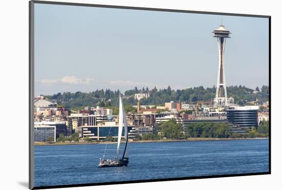 USA, Washington State, Seattle. Sailboat tour on Puget Sound passing Space Needle-Trish Drury-Mounted Photographic Print
