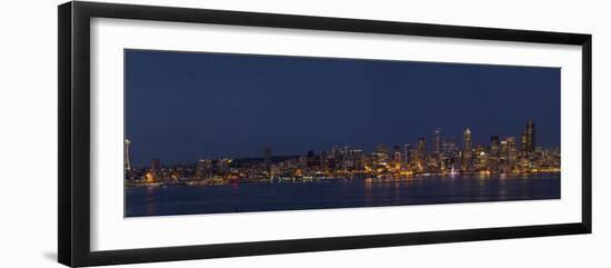 USA, Washington State. Seattle skyline, panorama, night-George Theodore-Framed Photographic Print