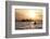 USA, Washington State, Seattle. Two-person sea kayak in Elliott Bay at sunset.-Merrill Images-Framed Photographic Print