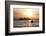 USA, Washington State, Seattle. Two-person sea kayak in Elliott Bay at sunset.-Merrill Images-Framed Photographic Print