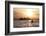 USA, Washington State, Seattle. Two-person sea kayak in Elliott Bay at sunset.-Merrill Images-Framed Photographic Print