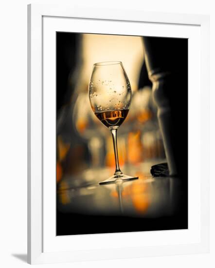 USA, Washington State, Seattle. Wine glass reflecting light-Richard Duval-Framed Photographic Print